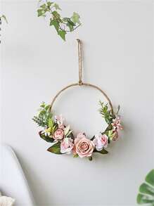 Flower Decor Circle Design Hanging Decoration - Multicolor - View 3