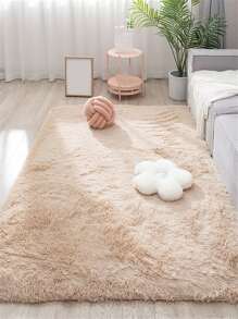 1入組素色長毛絨地毯 - 駝色 - 查看 1