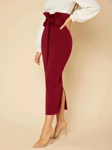 SHEIN Tall 紙袋腰自綁腰帶半身裙