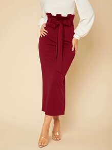 SHEIN Tall 紙袋腰自綁腰帶半身裙