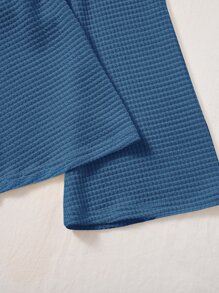 SHEIN MOD Tie Front Bell Sleeve Crop Top - Blue - View 5