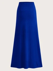 SHEIN Clasi Solid High Waist Skirt - Royal Blue - View 1