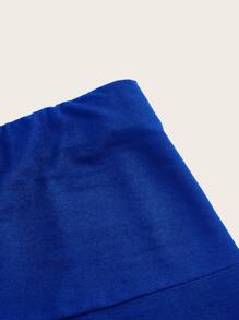 SHEIN Clasi Solid High Waist Skirt - Royal Blue - View 4