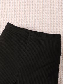 SHEIN Baby Girl 3pcs Solid Rib-Knit Shorts - Multicolor - View 3