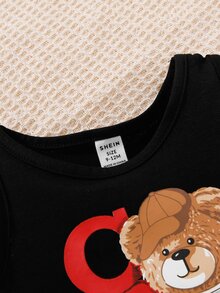 Baby Bear & Letter Graphic Tank Top & Shorts