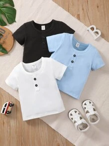 Baby Boy 3pcs Button Detail Tee - Multicolor - View 1