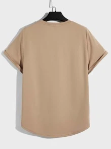 GENTILAND Men Letter Graphic Tee - Khaki - View 2