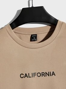 GENTILAND Men Letter Graphic Tee - Khaki - View 4