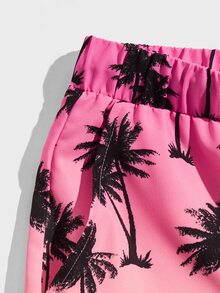 Manfinity RebelGame Men Coconut Tree Print Drawstring Waist Shorts - Multicolor - View 3