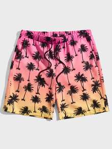 Manfinity RebelGame Men Coconut Tree Print Drawstring Waist Shorts - Multicolor - View 4