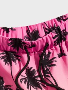 Manfinity RebelGame Men Coconut Tree Print Drawstring Waist Shorts - Multicolor - View 5