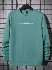 GENTILAND Men Letter Graphic Sweatshirt - Cadet Blue - View 1