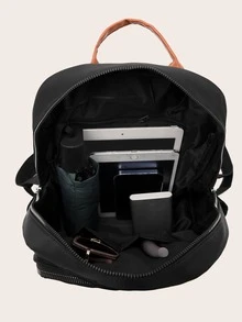 ボタンデコレーション 機能性バックパック - ブラック - チェックする 5