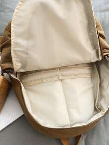 Letter Patch Decor Functional Backpack - Brown - View 5