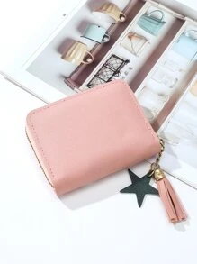 心和字母刺繡短皮夾 - 藍色 - 查看 2