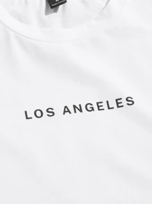 Manfinity VCAY 男士鬆身信封口口袋搭扣細節字母圖形t恤 - 白色 - 查看 4