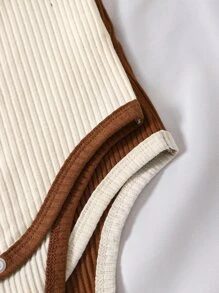 Baby 2pcs Contrast Binding Bodysuit - Multicolor - View 7