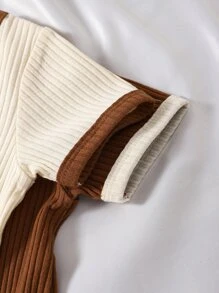 Baby 2pcs Contrast Binding Bodysuit - Multicolor - View 5