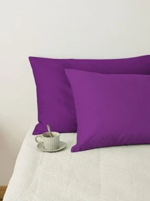 2pcs Solid Pillowcase Without Filler - Purple - View 2