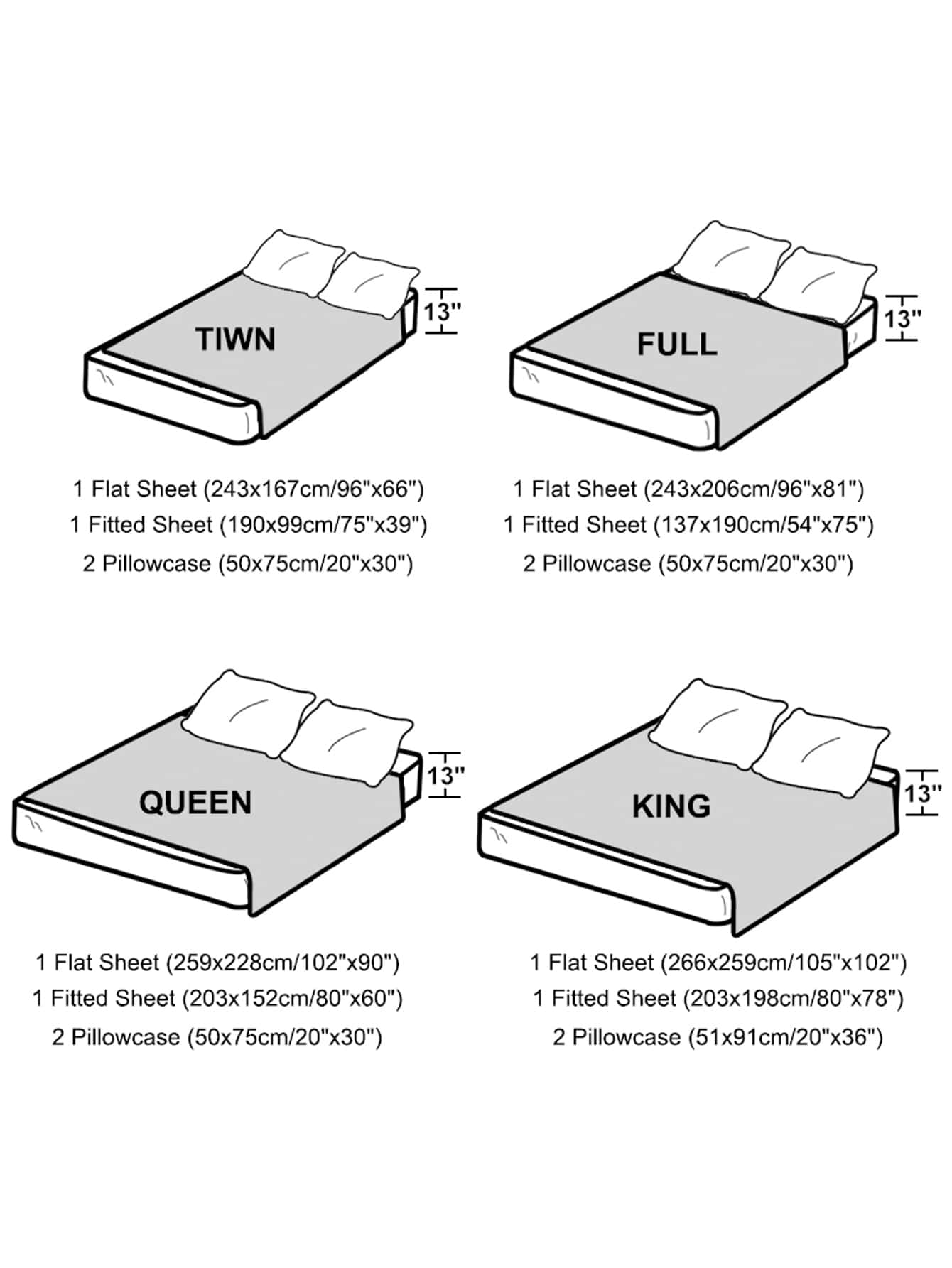 4pcs Plain Satin Sheet Set Without Filler, 1pc Fitted Sheet & 1pc Flat