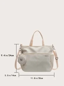 Túi Xách tay Nữ Lá thư Có thể điều chỉnh được Đôi tay cầm Mát mẻ - Màu be - Xem 3