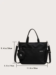 Túi Xách tay Nữ Lá thư Có thể điều chỉnh được Đôi tay cầm Mát mẻ - màu đen - Xem 3