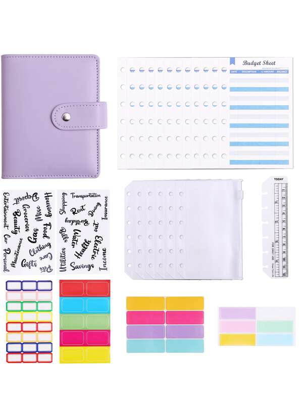 1pc Plain Binder Cover With Sticker & Binder Pocket SHEIN UK