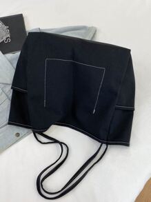 Bolsa de compras con diseño de puntada doble asa - Negro - Ver 2