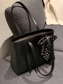 Túi Xách tay Nữ màu trơn Đôi tay cầm Thanh lịch - màu đen - Xem 7