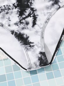 SHEIN 少女扎染镂空交叉比基尼套装夏季海滩