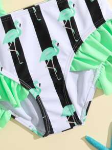 3 paquetes Conjunto de bikini con pliegues y volantes para niña joven, verano playa - Multicolor - Ver 4