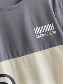 Boys Letter Graphic Two Tone Drop Shoulder Tee - Multicolor - View 3