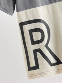 Boys Letter Graphic Two Tone Drop Shoulder Tee - Multicolor - View 4