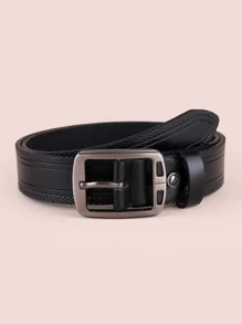 男士方扣腰帶日常使用禮物送朋友休閒 - 黑色 - 查看 1