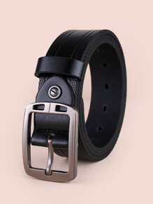 男士方扣腰帶日常使用禮物送朋友休閒 - 黑色 - 查看 3