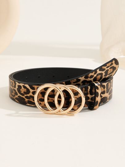 1pc Gold Three Buckle Casual, Fashionable, Summer New Style Women's Belt, Suitable For Various Occasions Like Business, Parties, Gatherings Summer, School Fall, Autumn, Halloween