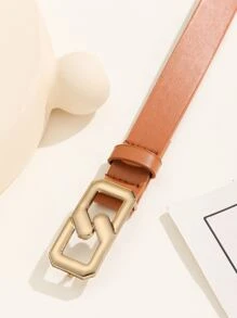 1 件复古金色闪电扣休闲、百搭、时尚女士腰带，适合假期、夜间外出、各种聚会和派对 - 駝色 - 查看 4