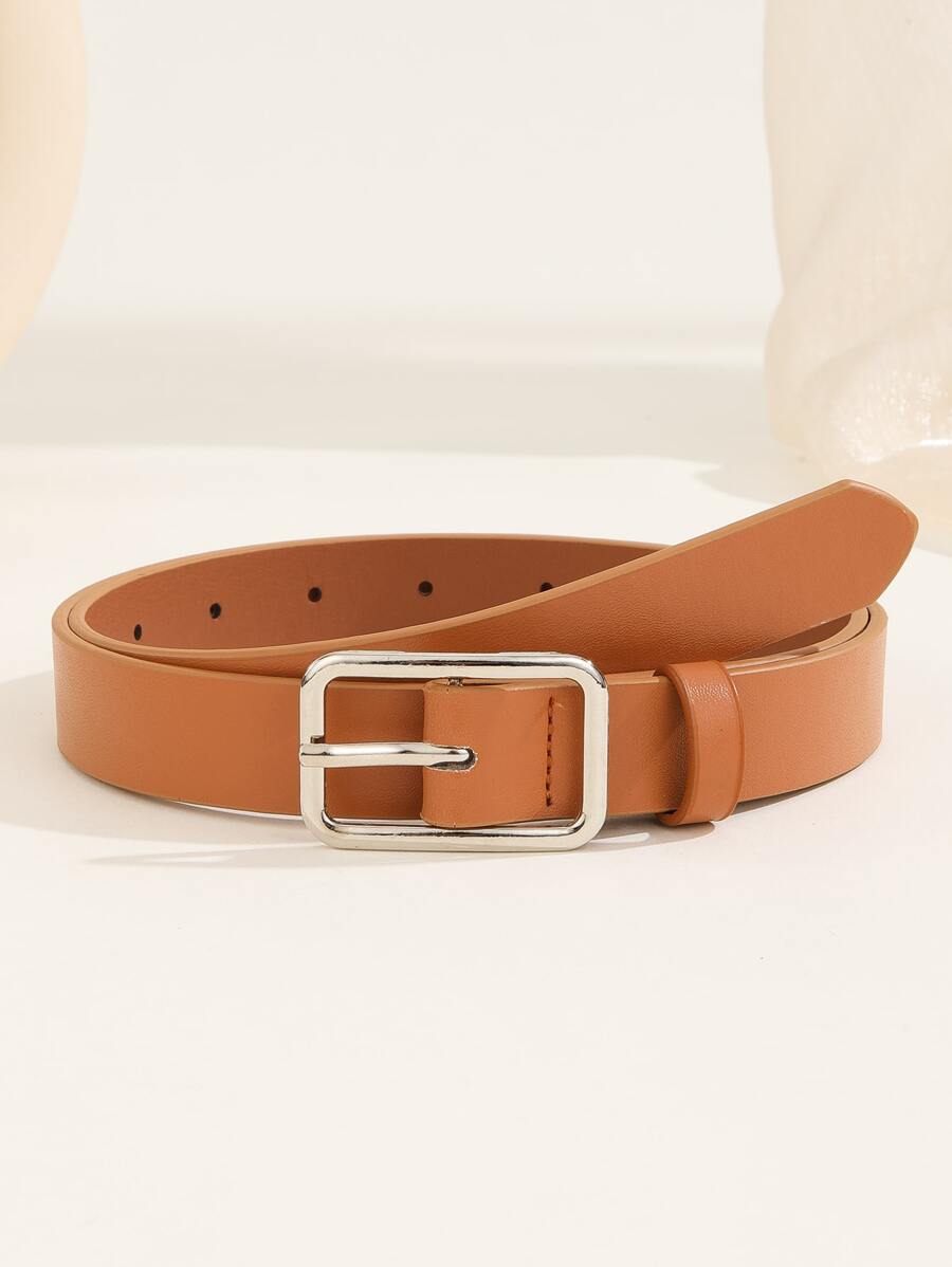 1pc Belt For Women With Geometric Buckle, Suitable For Christmas Gifts, Business, Daily, Party And So On.