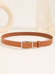 1pc Belt For Women With Geometric Buckle, Suitable For Christmas Gifts, Business, Daily, Party And So On.
