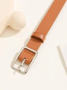 1pc Belt For Women With Geometric Buckle, Suitable For Christmas Gifts, Business, Daily, Party And So On.