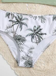 Tween Girl Coconut Tree Print Cut Out Bikini Set Summer Beach - Multicolor - View 4