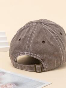 Niños Gorra de béisbol con bordado de letra & oso de dibujos animados desgarro - Caqui - Ver 2