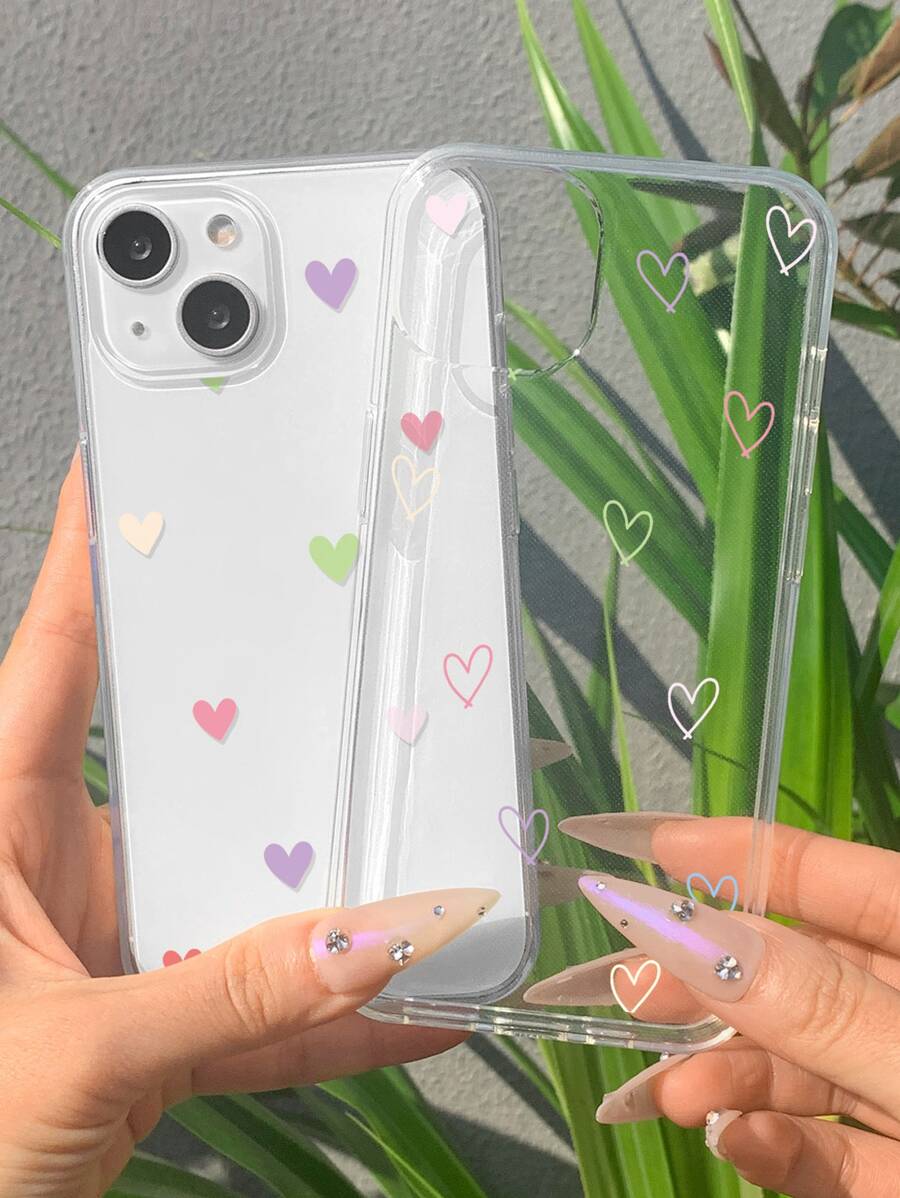 Conjunto de 2 capas para celular com estampa de coração, versão internacional, não a versão nacional. - Multicolorido - Ver 1