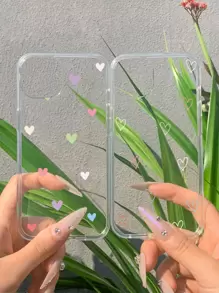 Conjunto de 2 capas para celular com estampa de coração, versão internacional, não a versão nacional. - Multicolorido - Ver 2