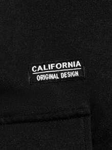 Manfinity Men Letter Graphic Flap Pocket Drawstring Waist Trousers - Black - View 4