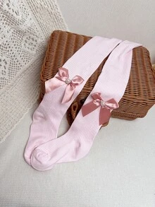 4雙小女童蝴蝶結裝飾褲襪 - 彩色 - 查看 4