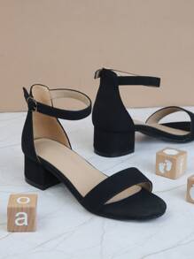 Mini mi Girls Ankle Strap Heeled Sandals - Black - View 4