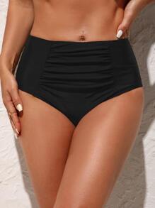 Đáy Bikini Nữ Xù màu trơn Giải trí - màu đen - Xem 1