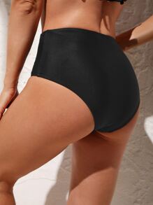 Đáy Bikini Nữ Xù màu trơn Giải trí - màu đen - Xem 2