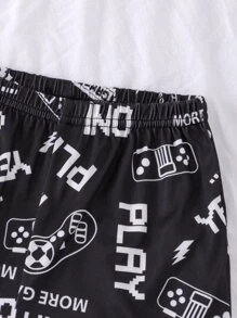 Boys Battery Capacity & Letter Graphic PJ Set - Black - View 4